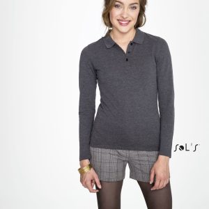 Polo shirt women's long sleeve 100% cotton Pique PERFECT
