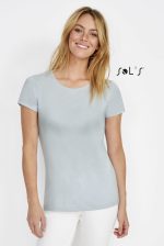 T shirt women's round neck Jersey 100% semi combed ring spun cotton MARTIN