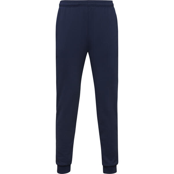 Navy track pants with an elastic waistband and cuffs, featuring a small logo on the front. Rodas Trousers - Image 1