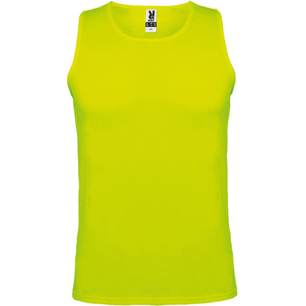 A bright yellow singlet tank top featuring a logo at the neckline. Andre Tank Top (Youth) - Image 1