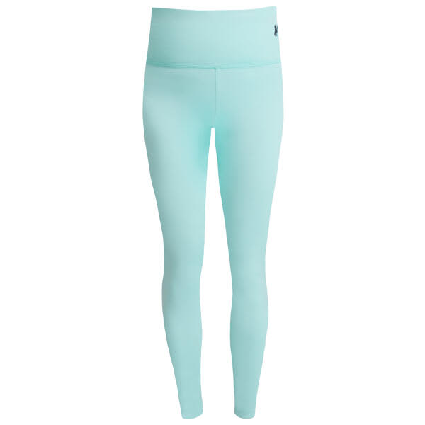 Light mint green leggings featuring a high waistband and a small logo. Suitable for activewear. Buru Leggings - Image 1