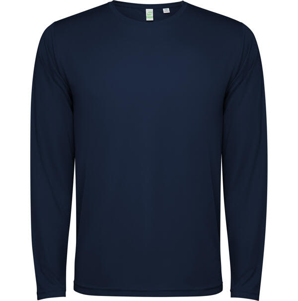 A navy long-sleeved T-shirt with a crew neck and a logo on the label. Estoril Youth Long Sleeved T-Shirt - Image 1