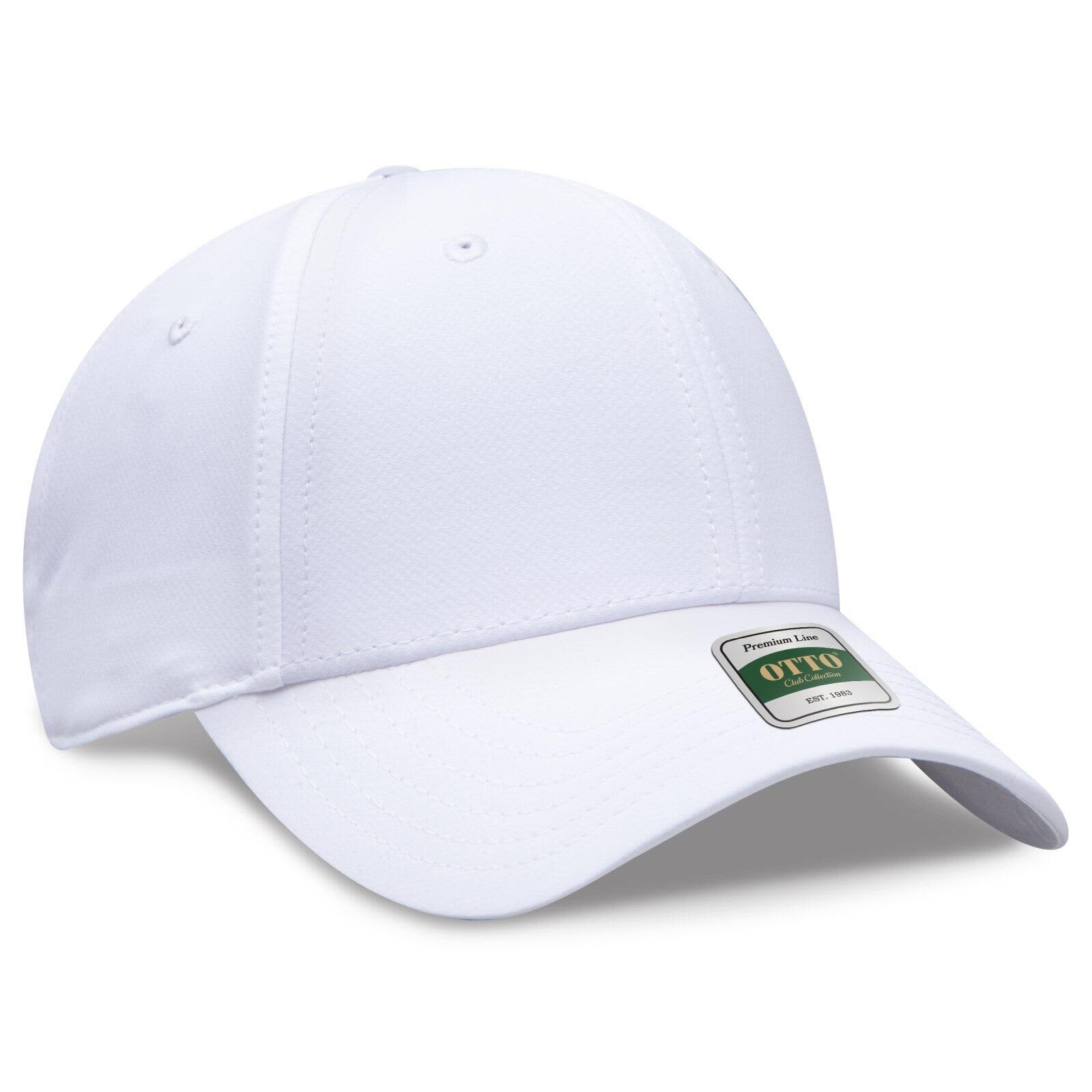 A white low profile cap with a six-panel design and a logo on the side. Club Collection 6 Panel Low Profile Cap - Image 1