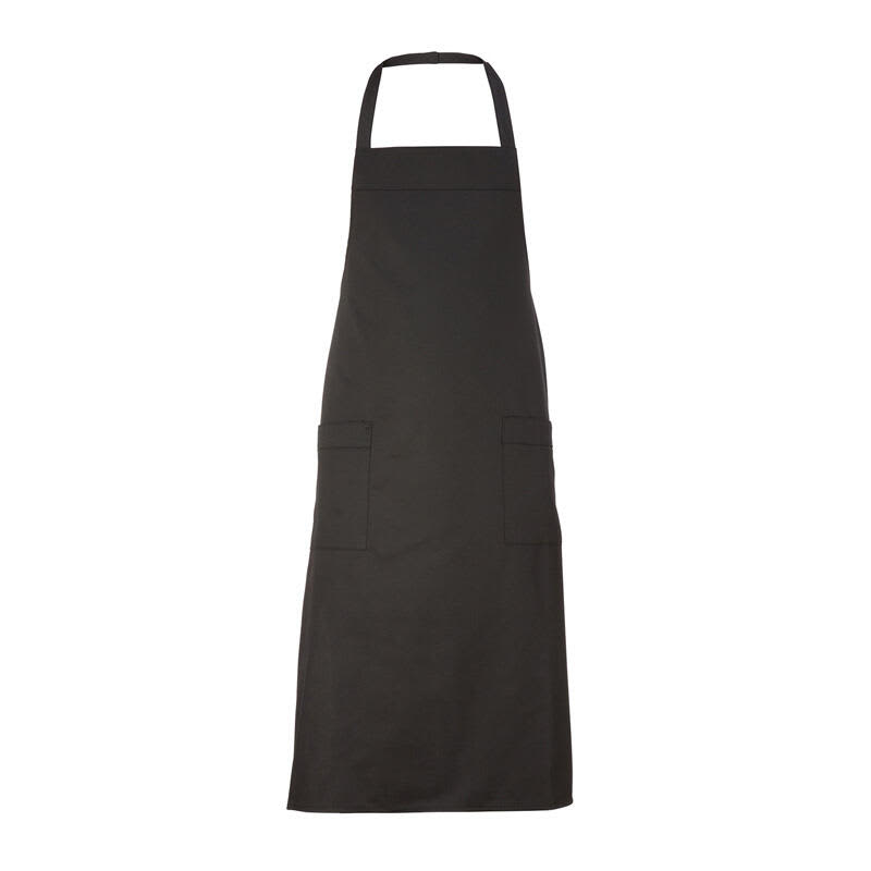 A black apron with a neck strap and two front pockets, featuring a logo or branding. Amsterdam Apron - Image 1