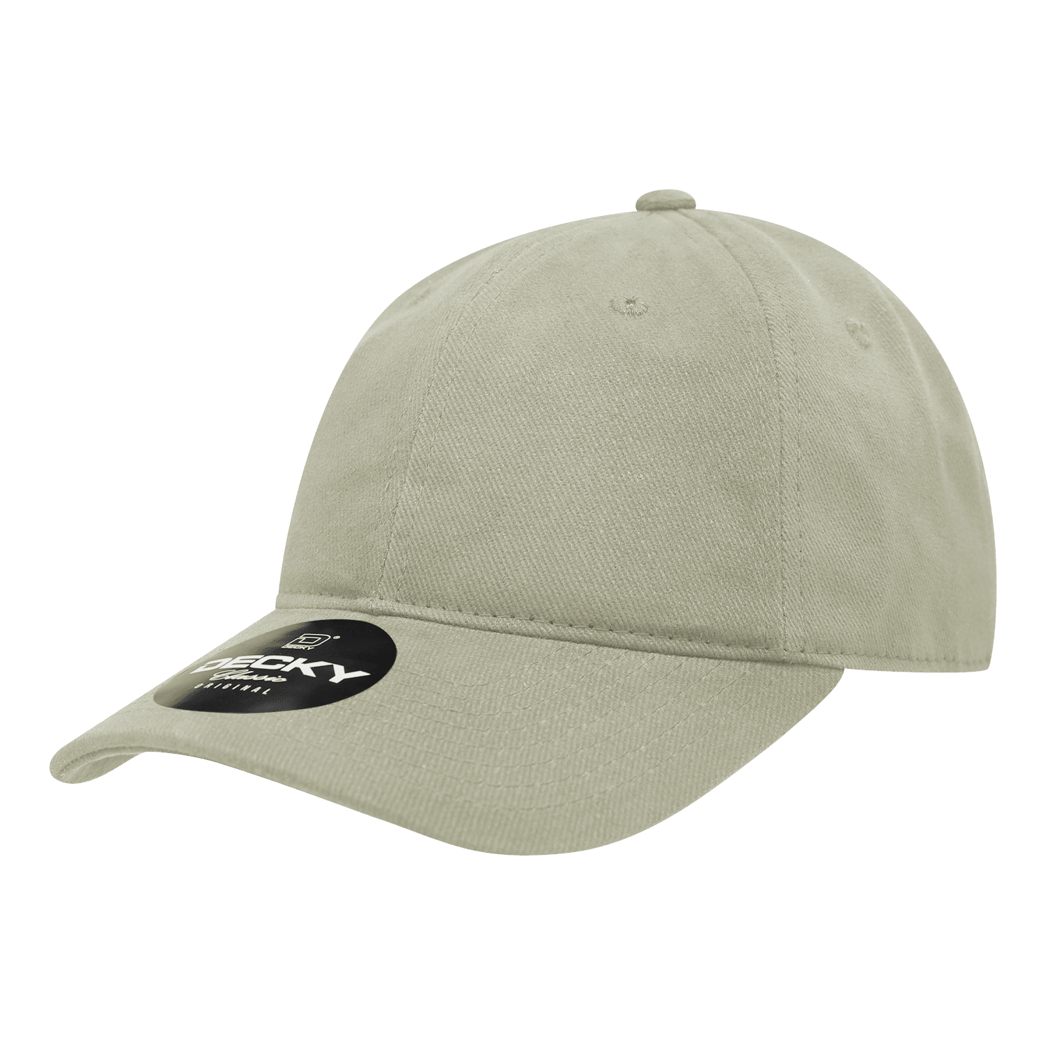 A relaxed low profile dad hat in a light khaki colour with a logo on the front. 6 Panel Low Profile Relaxed Dad Hat - Image 1