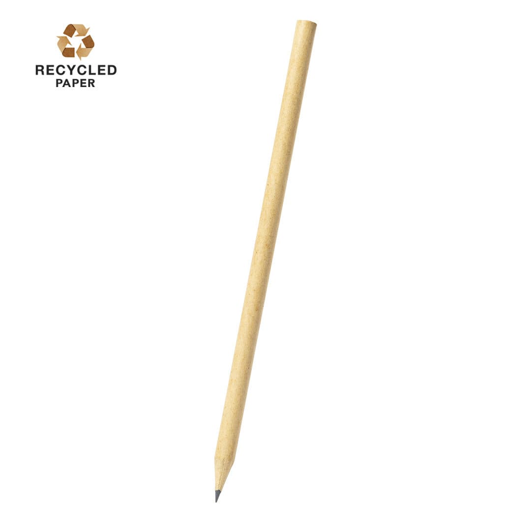 A grey-lead pencil made from recycled paper, featuring a simple, natural wood finish and a logo. Dengal Pencil - Image 1