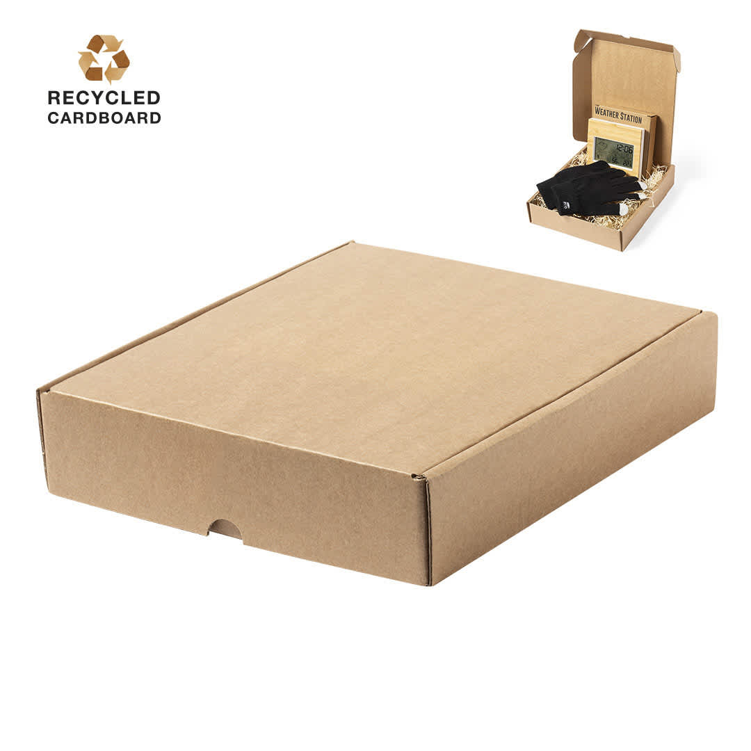 A brown cardboard gift box with an inner insert visible, made from recycled materials. Ayira Gift Box - Image 1