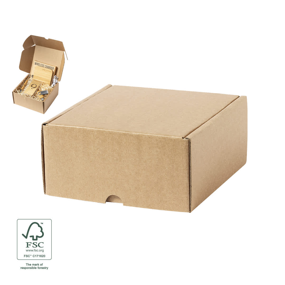 A brown cardboard gift box with a simple design. The box is empty and features a logo. Ciril Gift Box - Image 1