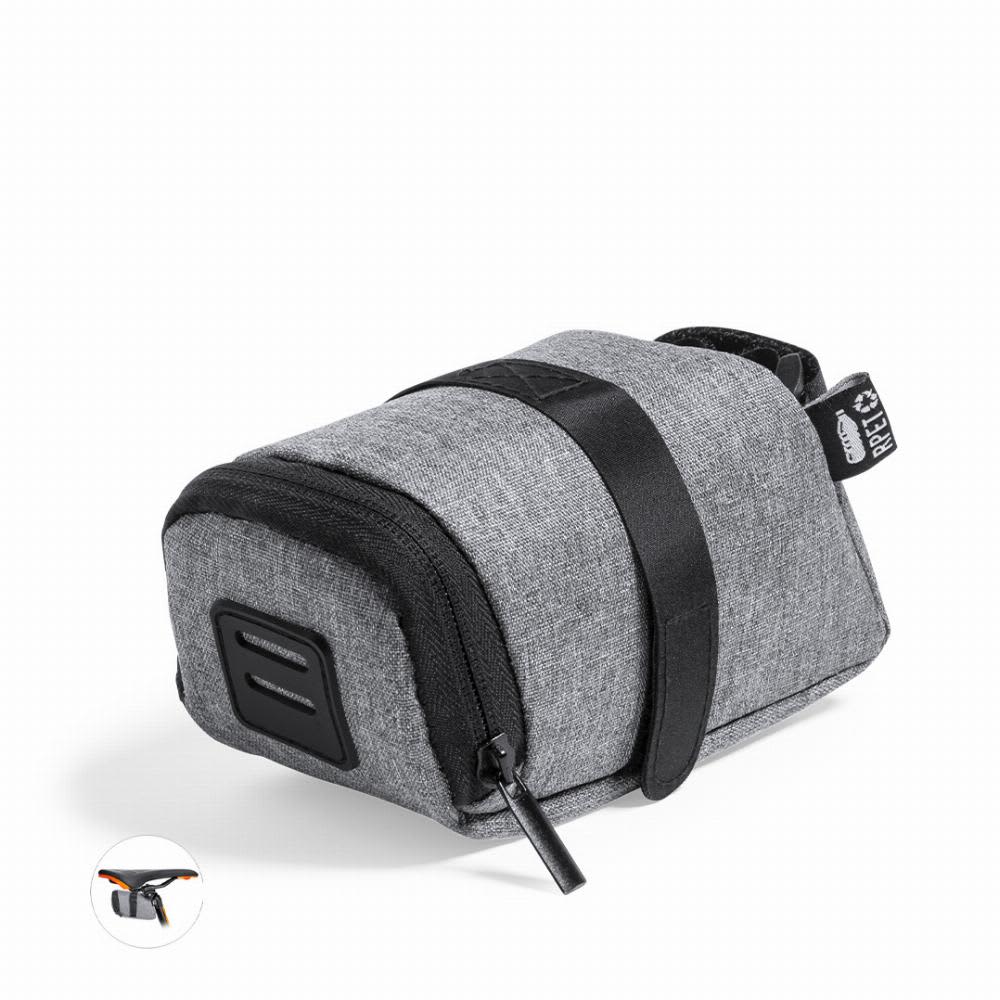 A grey storage pouch with a zip closure and strap, featuring a small logo and a compact design. Ritok - Image 1