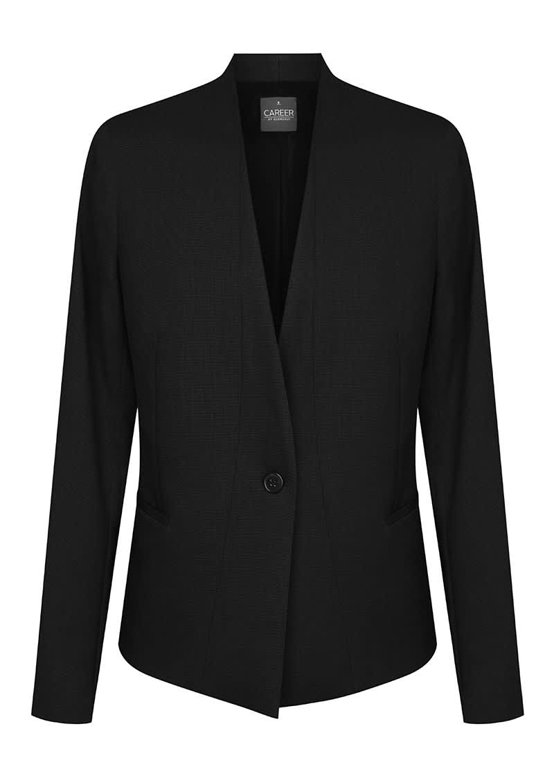 A black cardigan jacket featuring a single button closure and a tailored silhouette, with pockets on the front. Elliot Crop - Image 1
