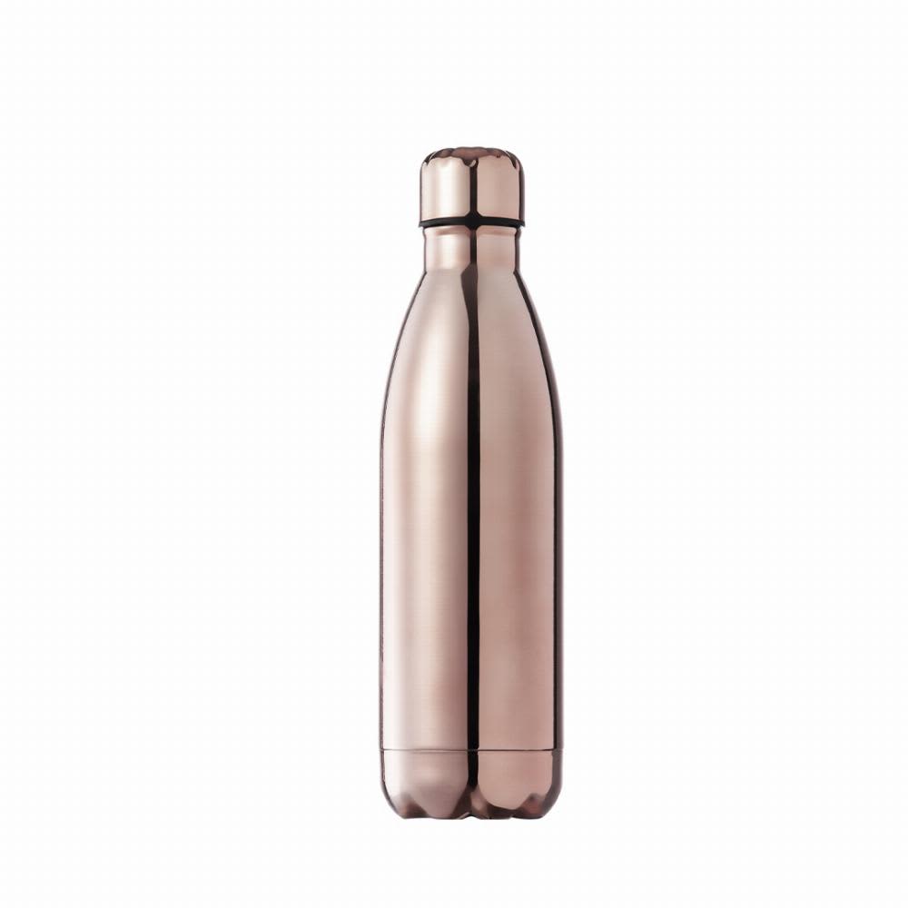 A drink bottle in a rose gold finish with a sleek, stainless steel design and a logo on the body. Adbel - Image 1