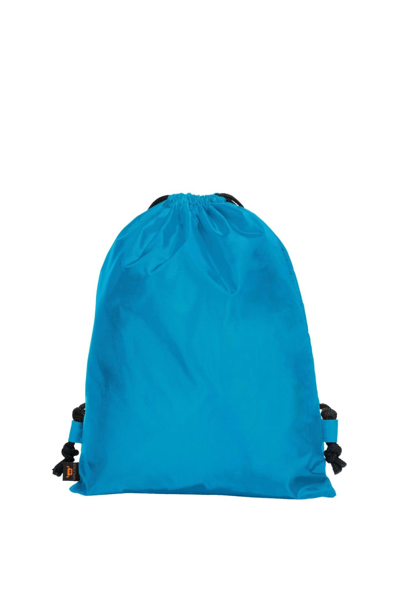 A blue Sport Taffeta Backpack featuring two black drawstring straps and a simple design. Sport Taffeta Backpack - Image 1