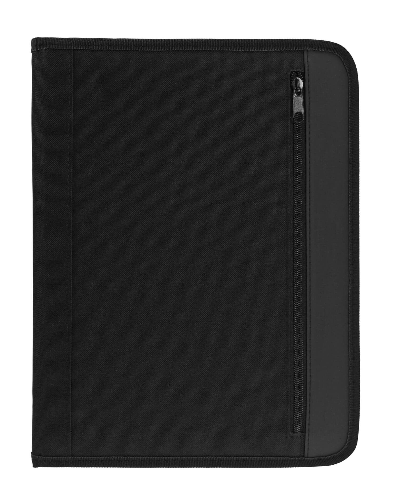 A black conference folder with a zippered pocket, designed for office and business use. Conference Folder - Image 1