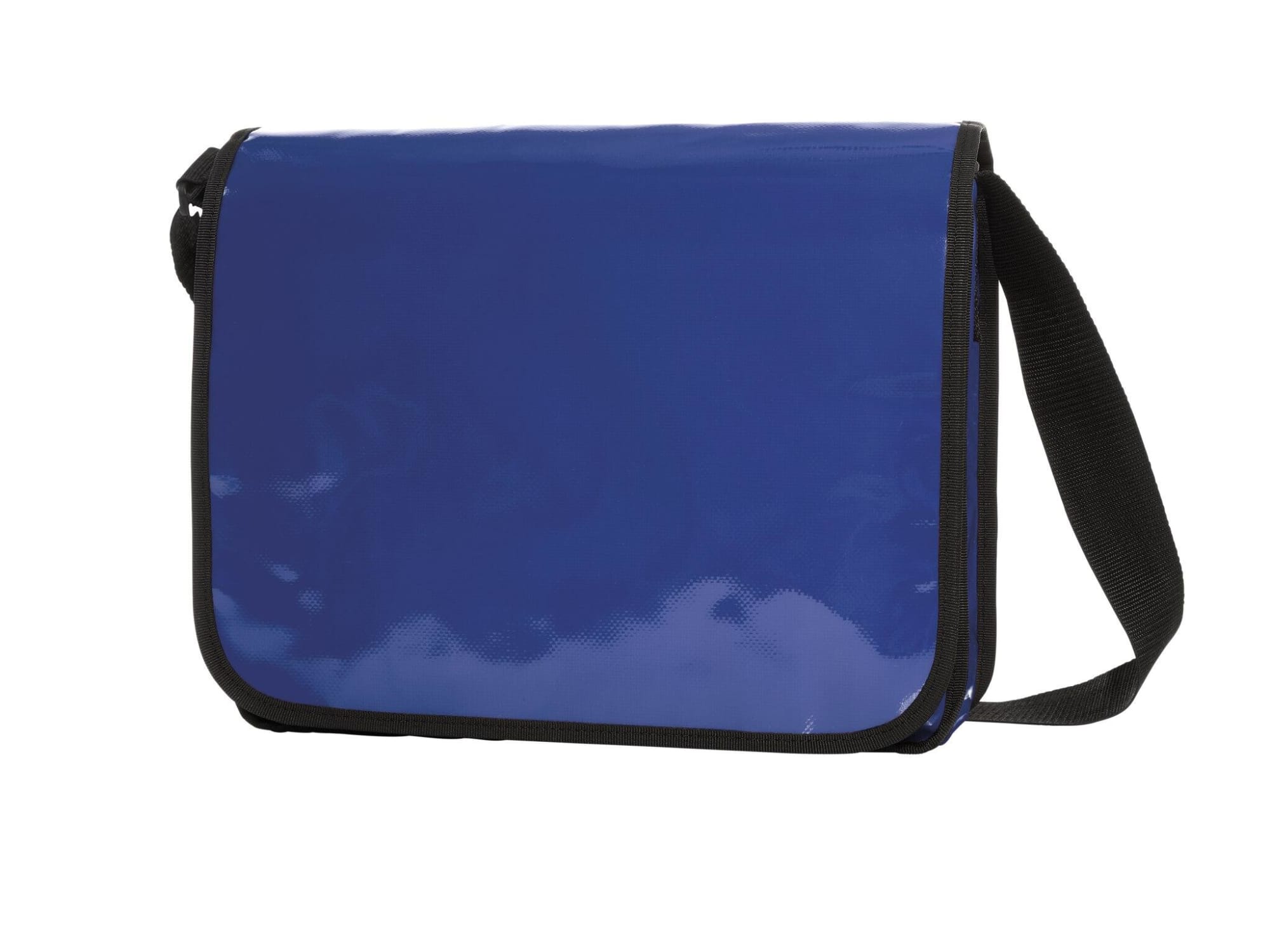 A blue Economy LorryBag with a glossy finish and a black strap, featuring a logo on the front. Economy LorryBag - Image 1