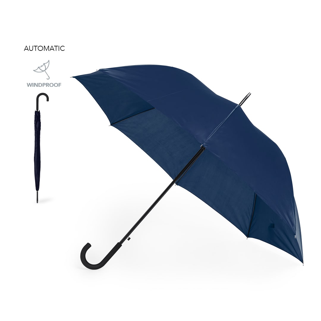 A navy blue automatic umbrella with a windproof design and a curved black handle. Dolku XL Umbrella - Image 1