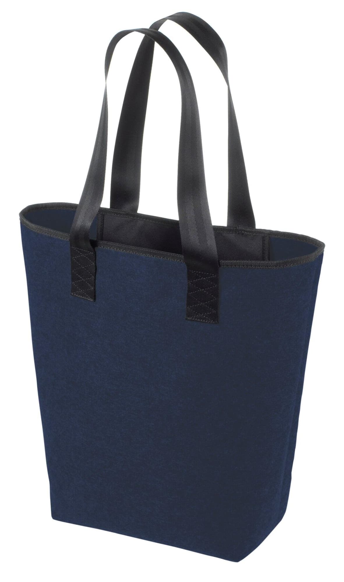 A navy blue tote bag with black handles, featuring a simple design and a logo on the side. Newclassic Shopper - Image 1