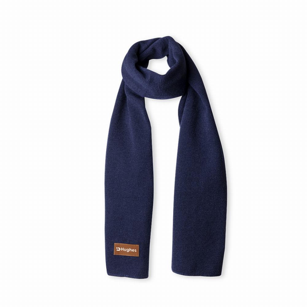 A dark navy scarf displayed flat, featuring a small logo tag on one end. Kinar - Image 1