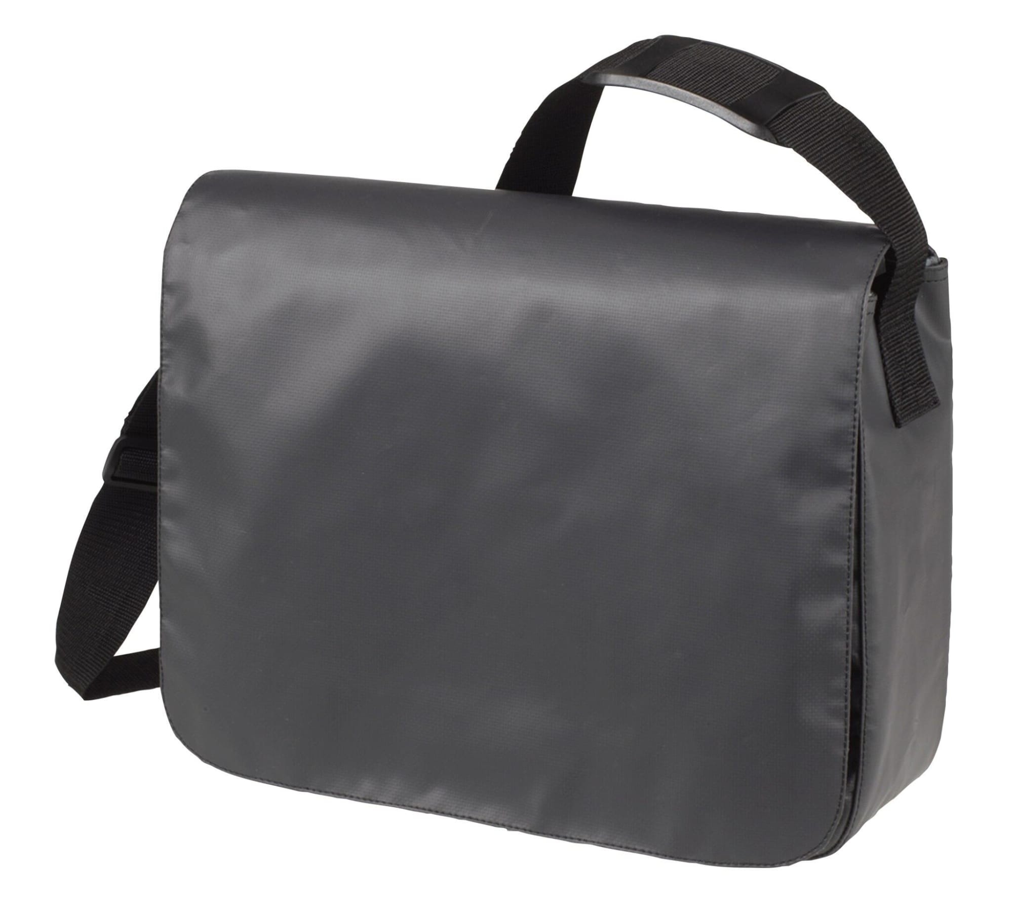 A black satchel-style shoulder bag with a long adjustable strap and a smooth, matte finish. Style Shoulder Bag - Image 1