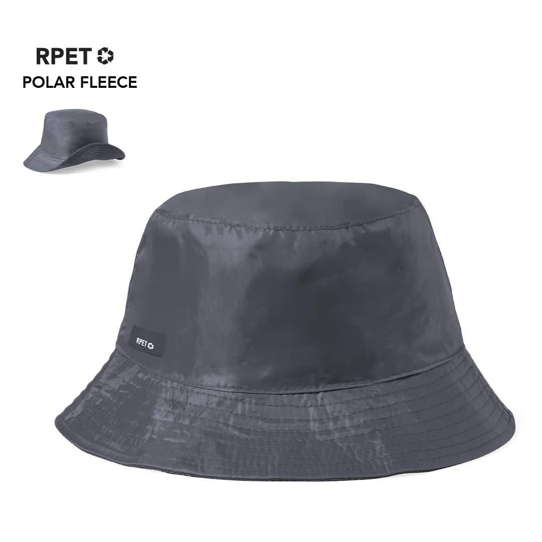 A reversible bucket hat in grey, made from RPET polar fleece, featuring a small logo. Skix Reversible Hat - Image 1