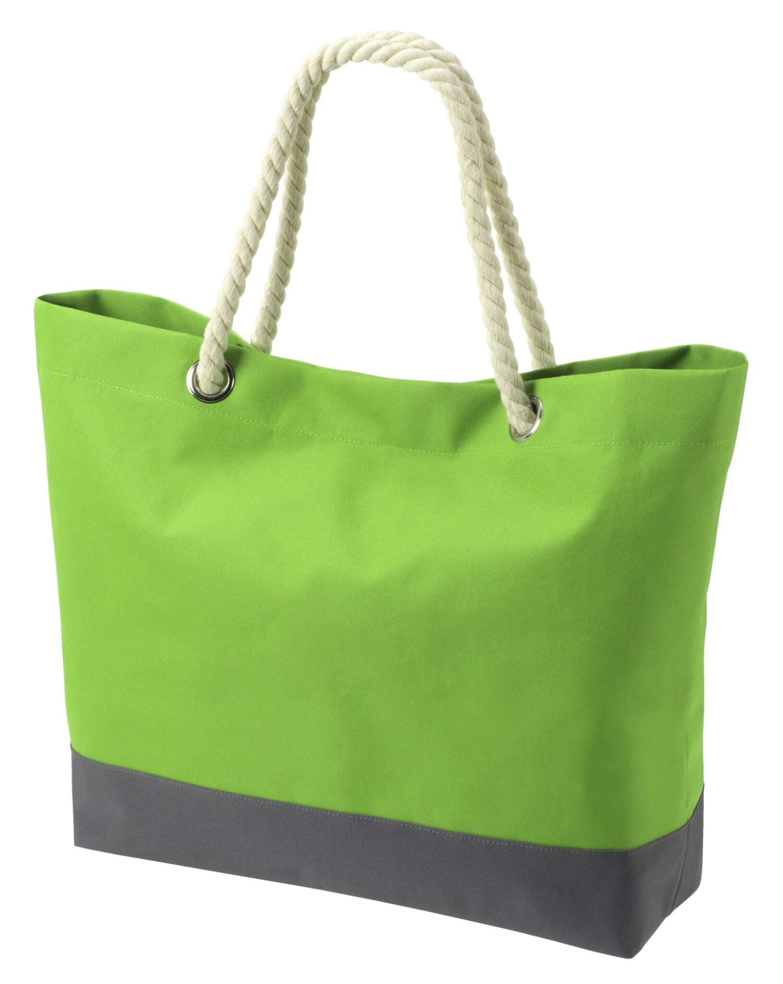 A large green tote bag with a grey bottom and rope handles, featuring a simple design. Bonny Shopper - Image 1