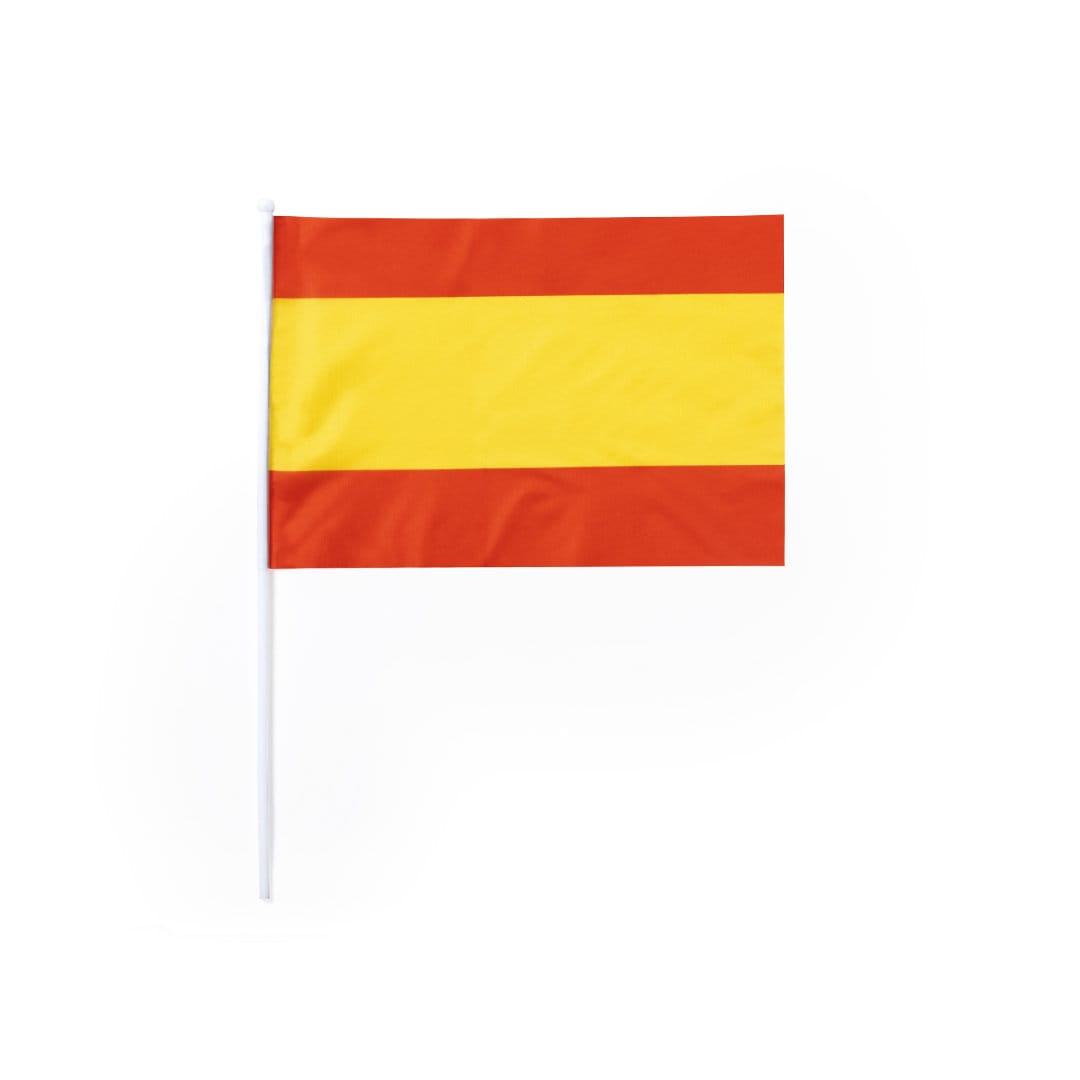 A red and yellow pennant flag featuring horizontal stripes, with a white segment at the bottom. It has a logo. Saraik Pennant Flag - Image 1