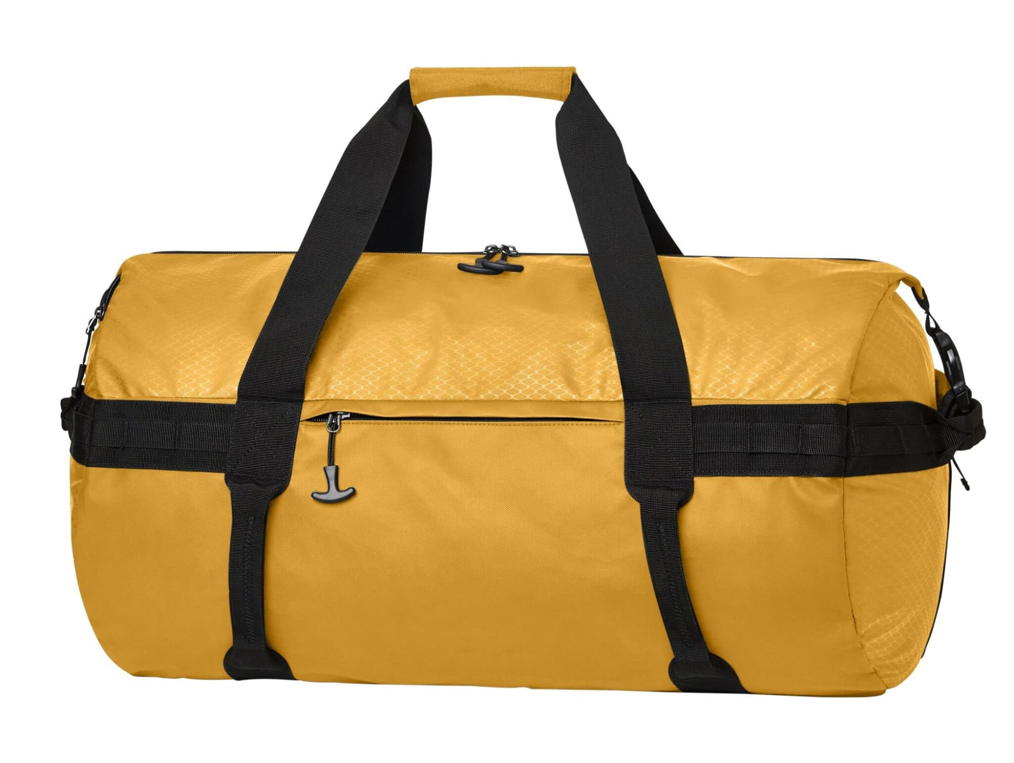 A yellow sports/travel bag with black straps and zippers, featuring a spacious main compartment and an outer pocket. Active Sport/Travel Bag - Image 1