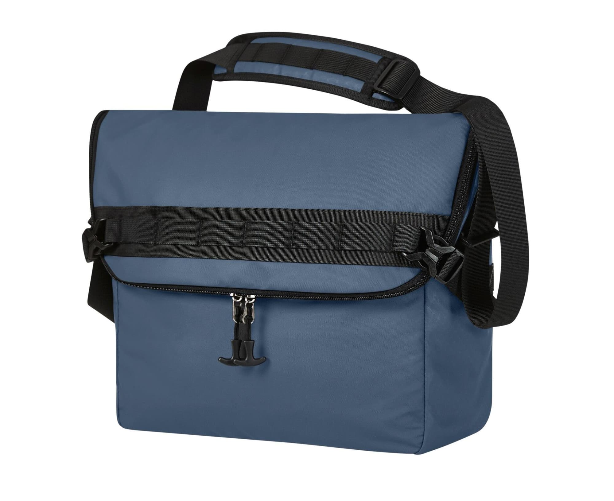 A blue Active Notebook Bag featuring a detachable shoulder strap and a front zip closure, with a logo. Active Notebook Bag - Image 1