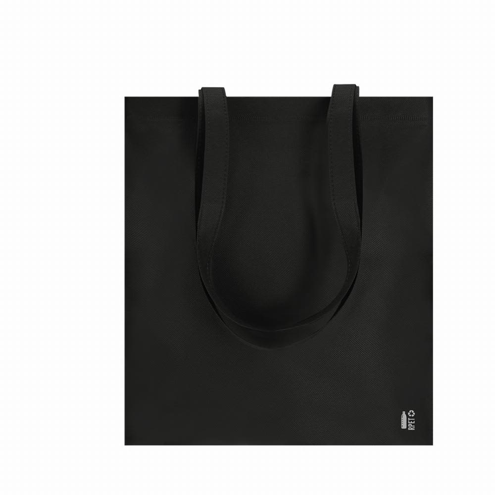 A black tote bag with two shoulder straps and a small branding logo on the side. Mariek - Image 1