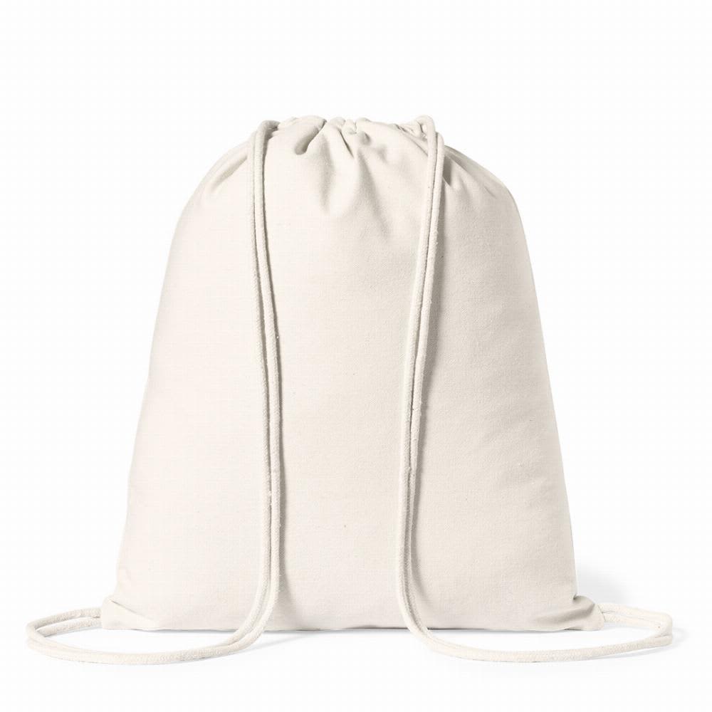 A drawstring bag in a neutral beige colour with white cord straps. It features a simple, minimalist design. Serlen - Image 1