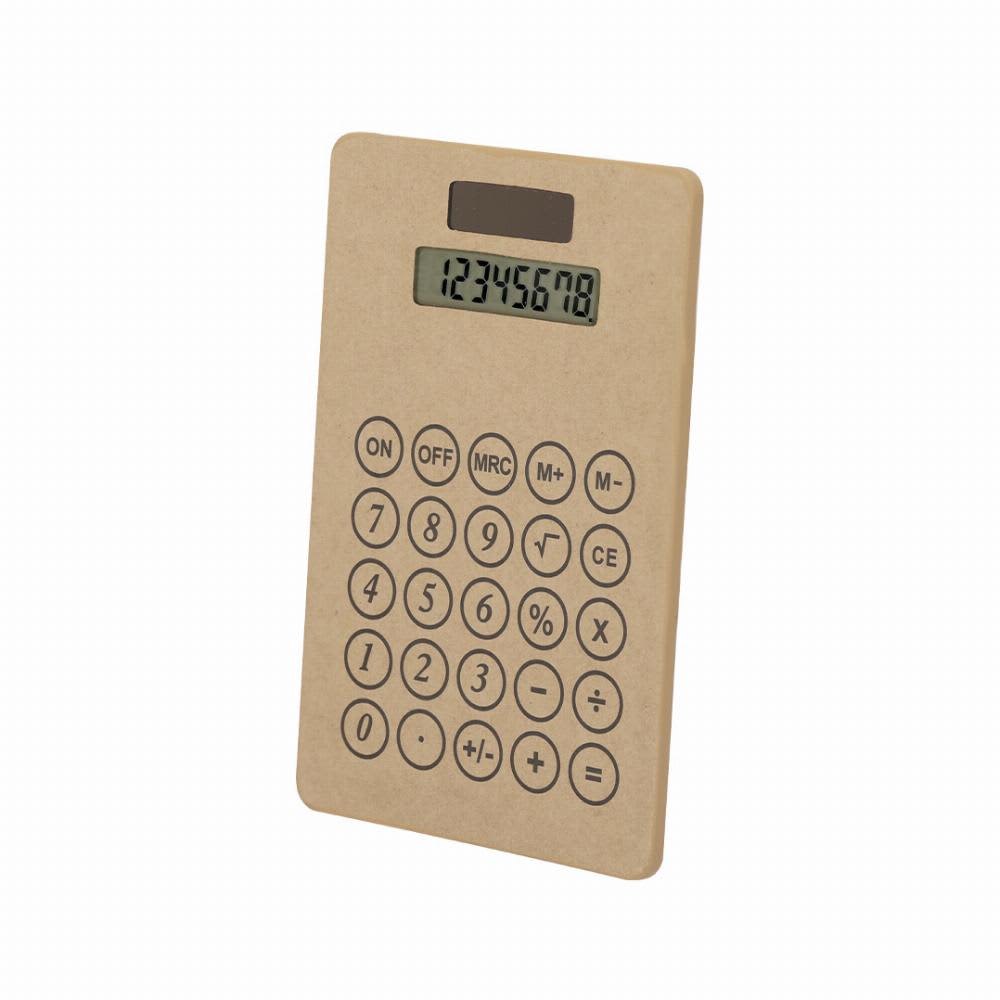 A calculator with a beige, textured surface and a digital display, featuring standard numerical and functional buttons. Vulcano - Image 1