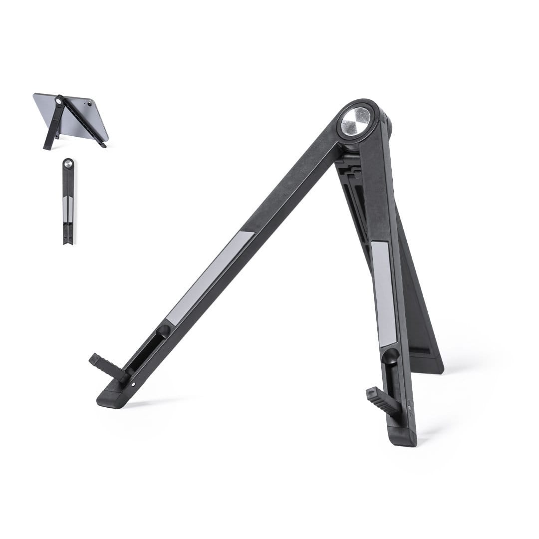 A black phone stand with adjustable angles, featuring a sleek design and a logo on its surface. Koimar Holder - Image 1