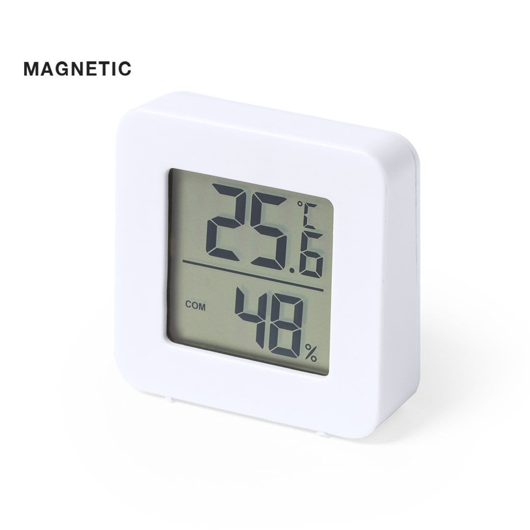 A white magnetic weather station displaying temperature and humidity readings. Tynna Weather Station - Image 1