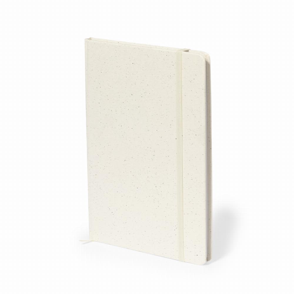 A notebook with a speckled white cover and an elastic band, featuring a plain design. Tempox - Image 1