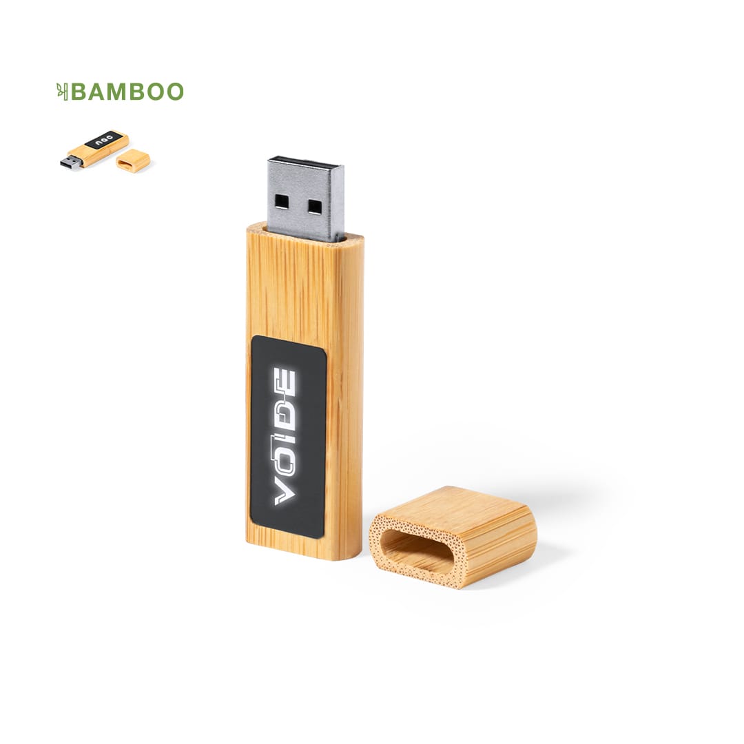 A bamboo USB flash drive with a capacity of 16GB, featuring a sleek design and a removable cap. Afroks 16GB - Image 1