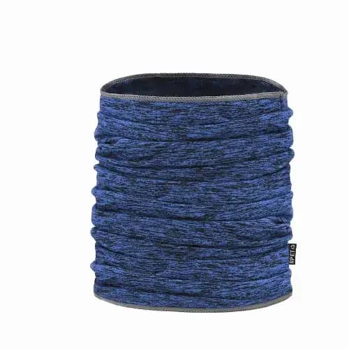 A neck warmer in various shades of blue, featuring a textured design and a small logo tag. Duvan - Image 1