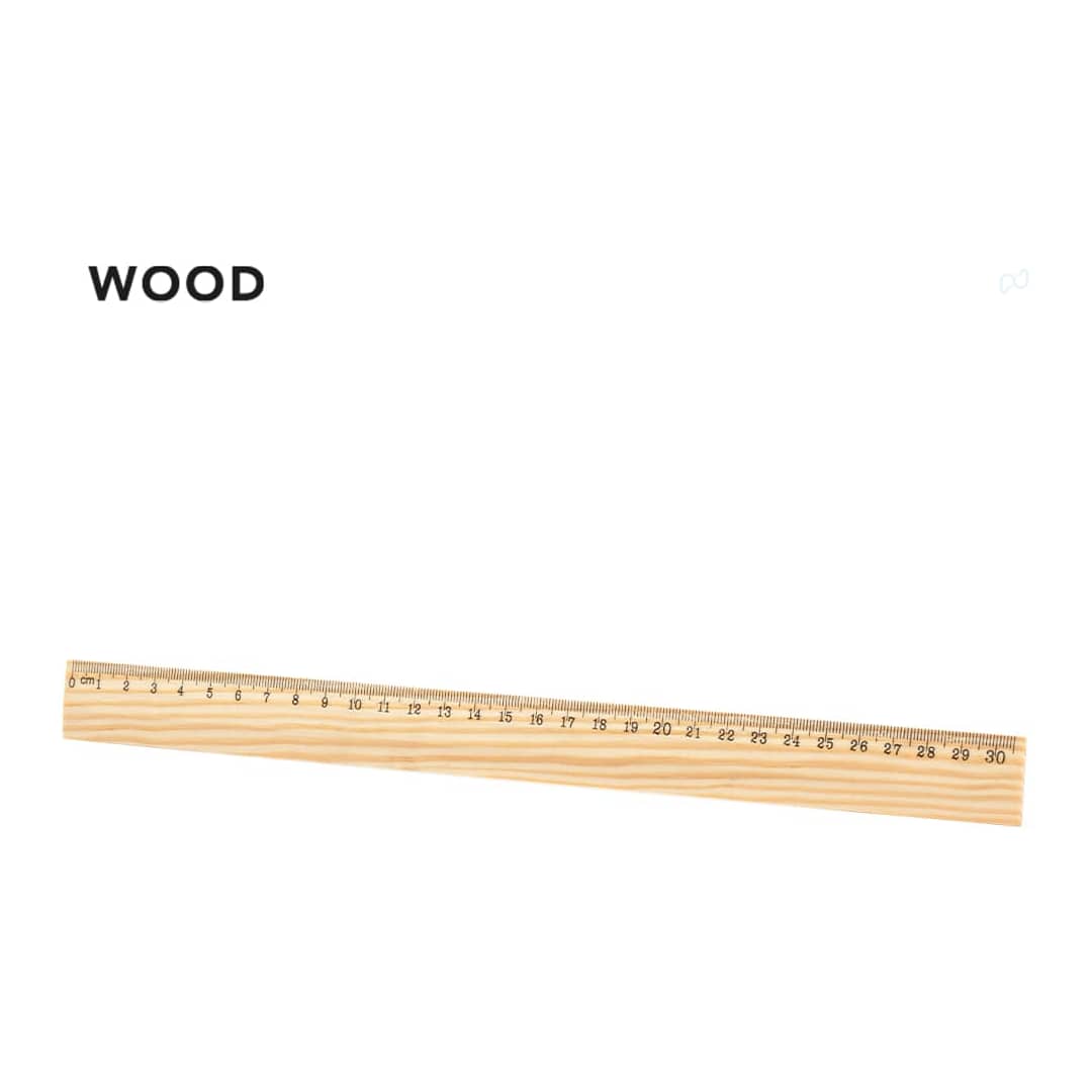A wooden ruler in a light colour, marked with centimetre and inch measurements, featuring a logo. Arnax Ruler - Image 1