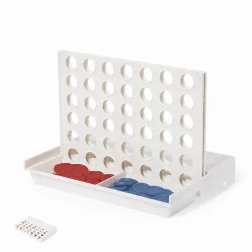 A game playing board with red and blue discs, featuring a vertical grid and a white base with compartments. Cissex - Image 1