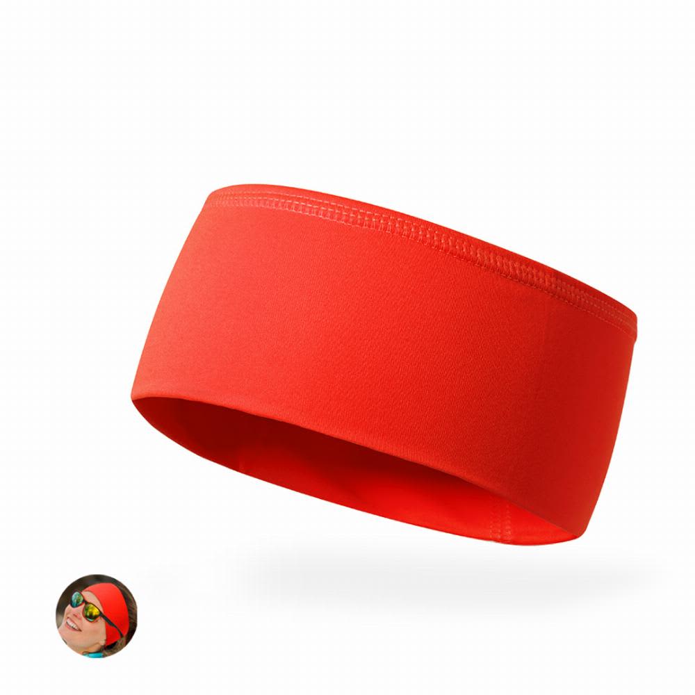 A red headband with a smooth texture. The product includes a logo on its side. Arilyn - Image 1
