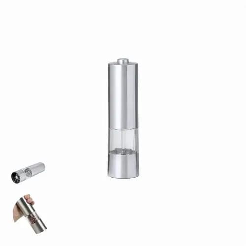 A salt and pepper mill set in stainless steel, featuring a clear base for visibility and a sleek, modern design. Cinder - Image 1