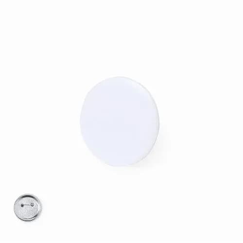 A round white button with a metal back, suitable for pinning or attaching. Suju - Image 1