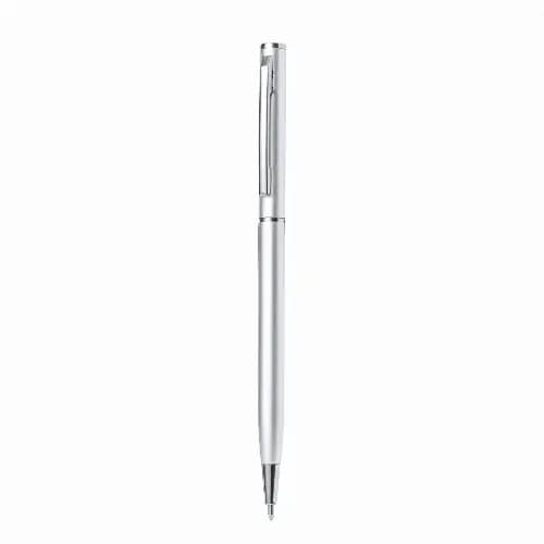 A pen in a sleek silver design, featuring a shiny finish and a clip for easy attachment. Reist - Image 1