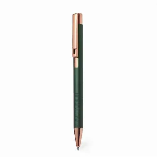 A green pen with a rose gold clip and tip, featuring a textured grip and a sleek design. Raitox - Image 1