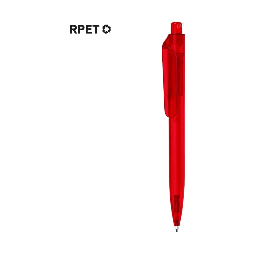 A red plastic pen with a clip and a logo on the upper left. The pen has a sleek design ideal for writing. Surten Pen - Image 1