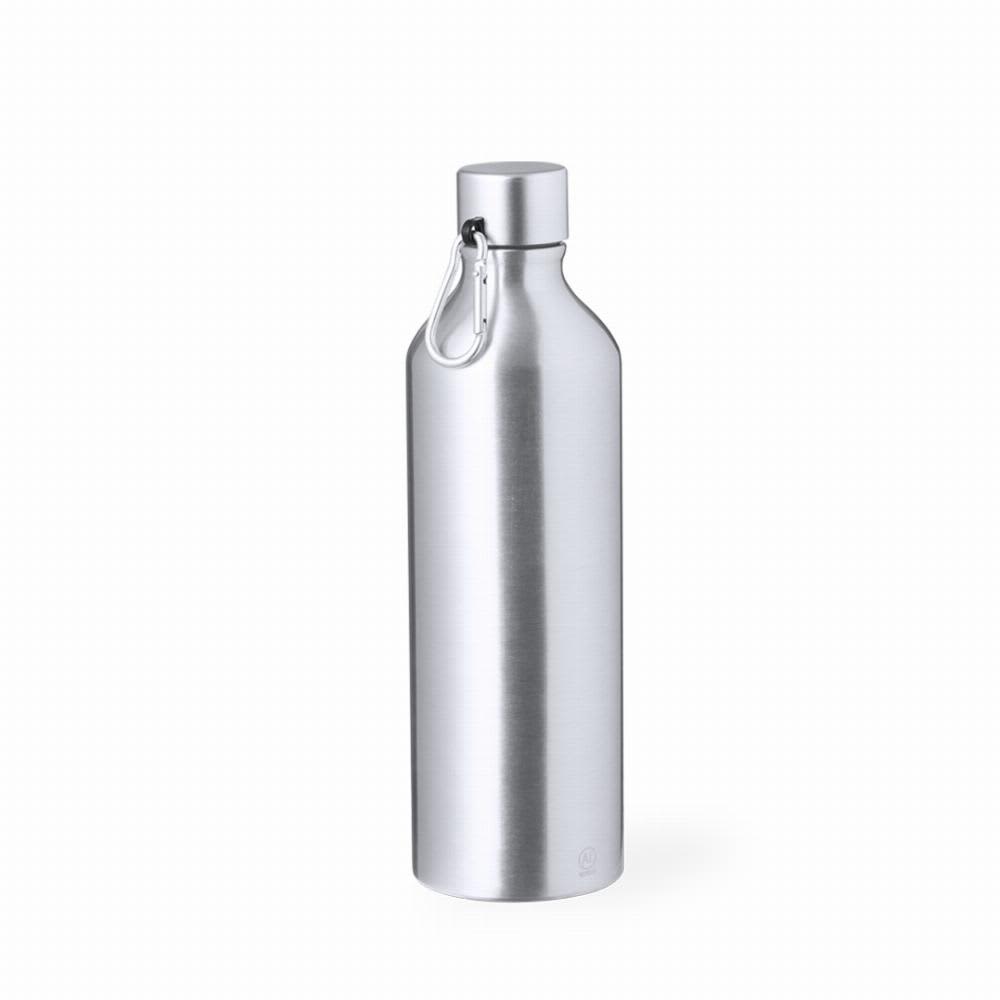 A drink bottle in sleek metallic silver with a silver cap and a clip for easy attachment. Winex - Image 1