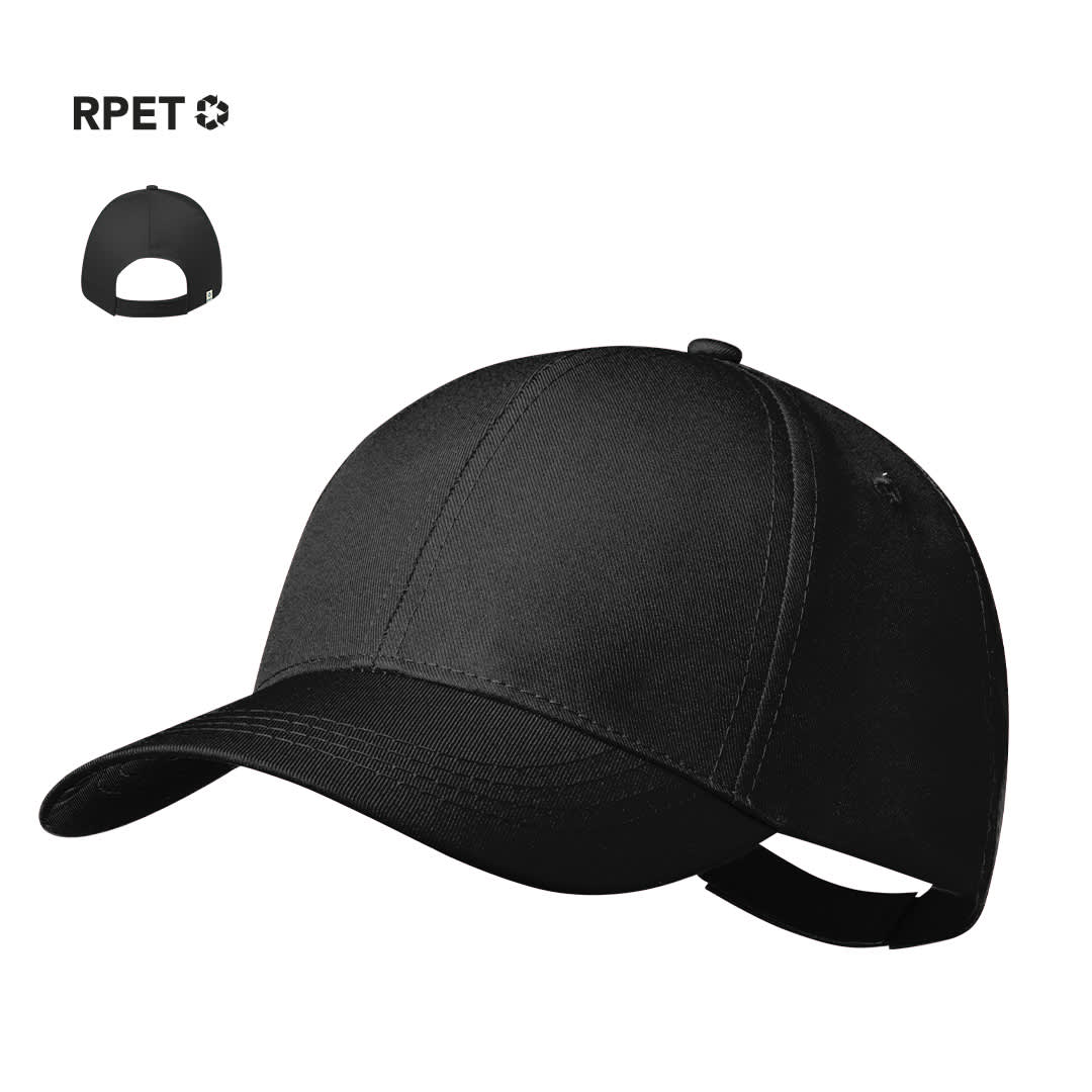 A black cap with a curved peak and an adjustable strap at the back. Features a logo on the side. Oconor Cap - Image 1