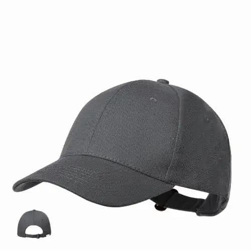 A grey cap with a curved brim, featuring an adjustable strap at the back and a branded logo. Daimat - Image 1
