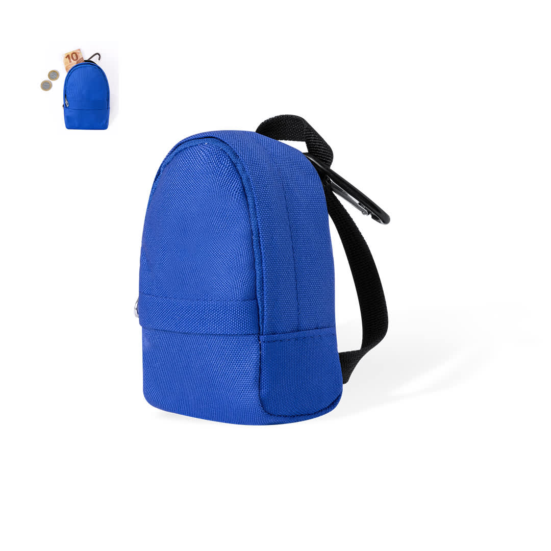 A small blue purse with a rounded design and a strap, featuring a zippered compartment. Meyvin Purse - Image 1