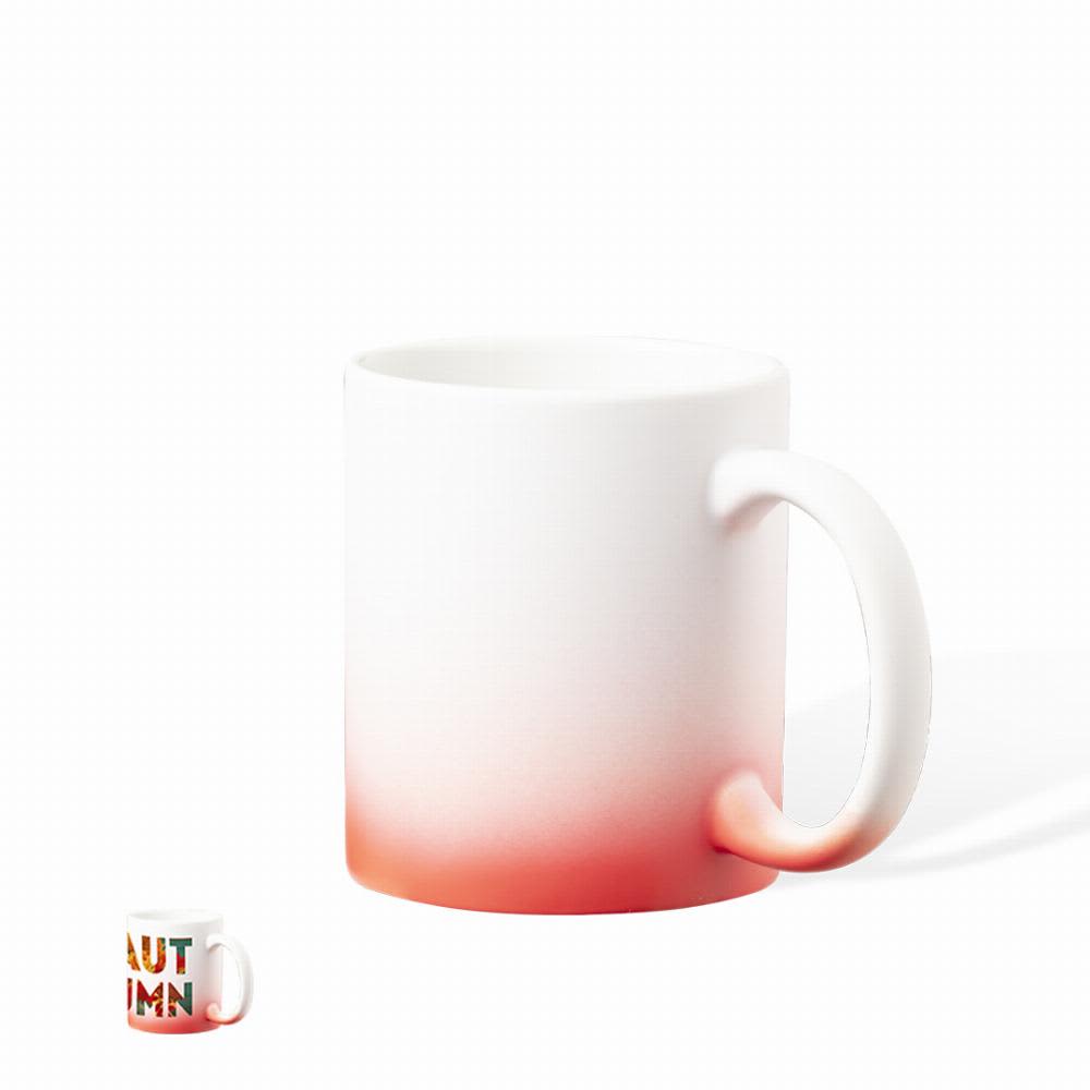 A drink mug featuring a smooth gradient from white to orange-red at the bottom. The mug has a simple handle and no text. Lanteira - Image 1