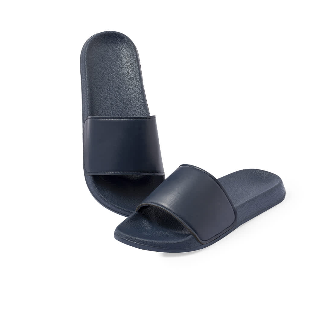 Navy blue flip flops with a wide strap, featuring a simple design and a smooth finish. Kanger Flip Flops - Image 1