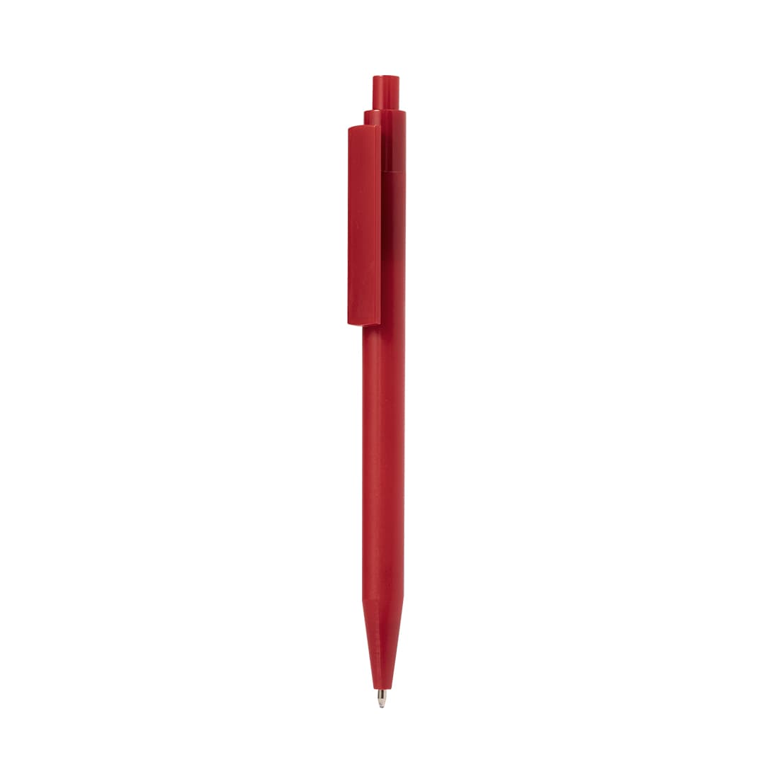 A red plastic pen with a clip and a streamlined design. The pen has a logo on its surface. Skipper Pen - Image 1